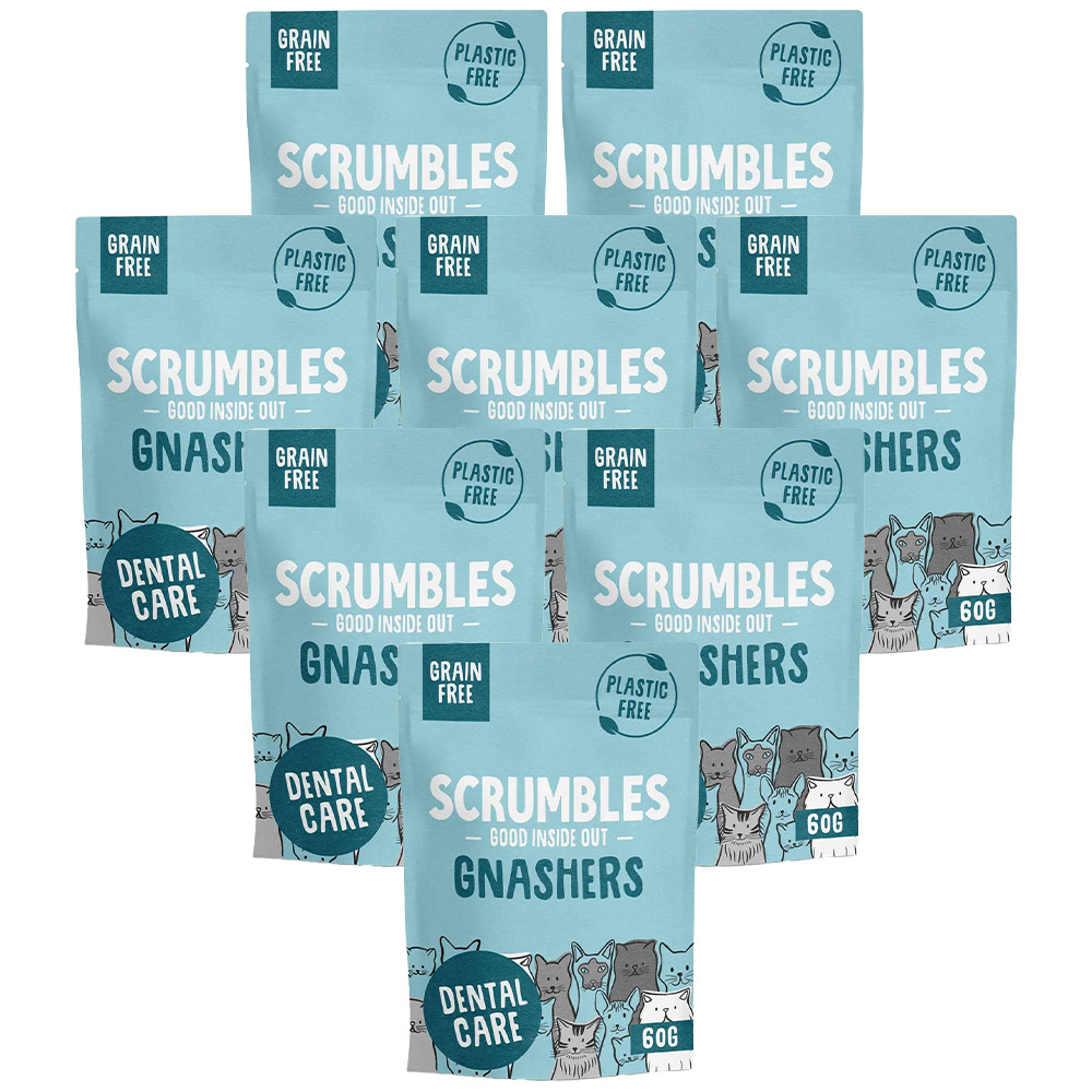 Scrumbles Gnashers Dental Care Cat Treat Case of 8 x 60g Image 1
