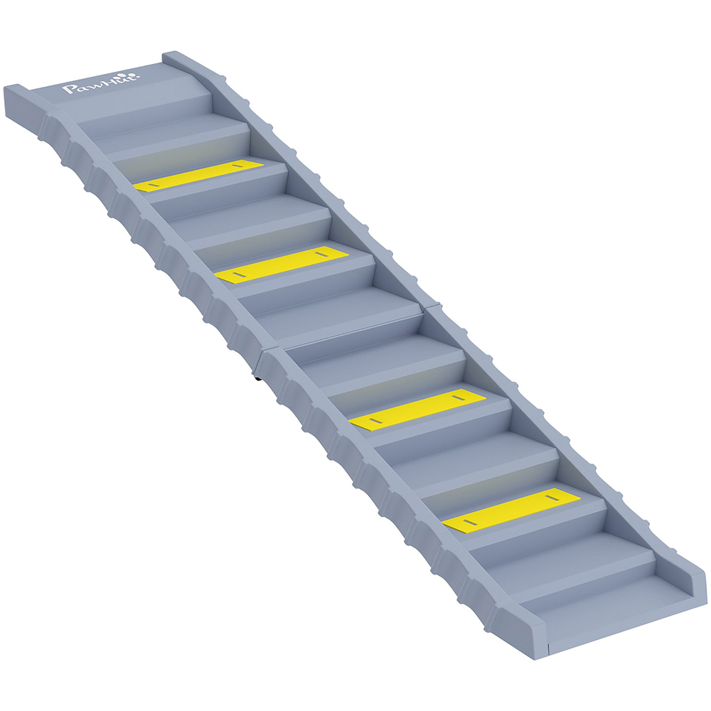 PawHut Grey Foldable Non-Slip Dog Car Ramp Image 1