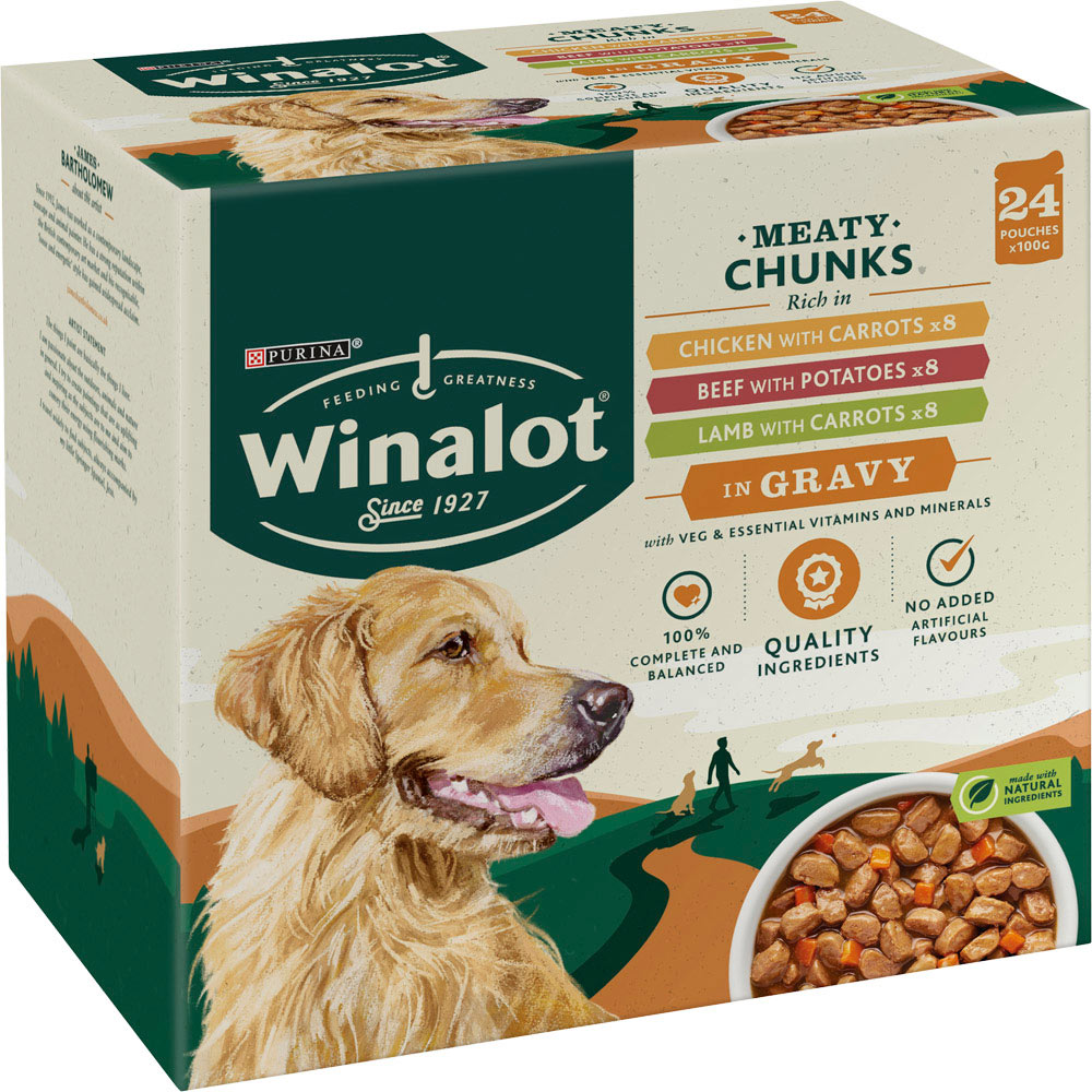 Winalot Pouches Mixed in Gravy Wet Dog Food 24 x 100g Wilko