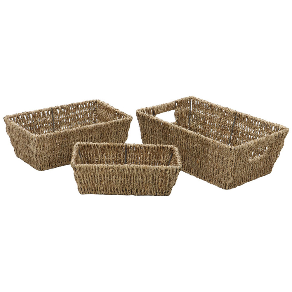 JVL Seagrass Rectangular Storage Baskets Set of 3 Image 1