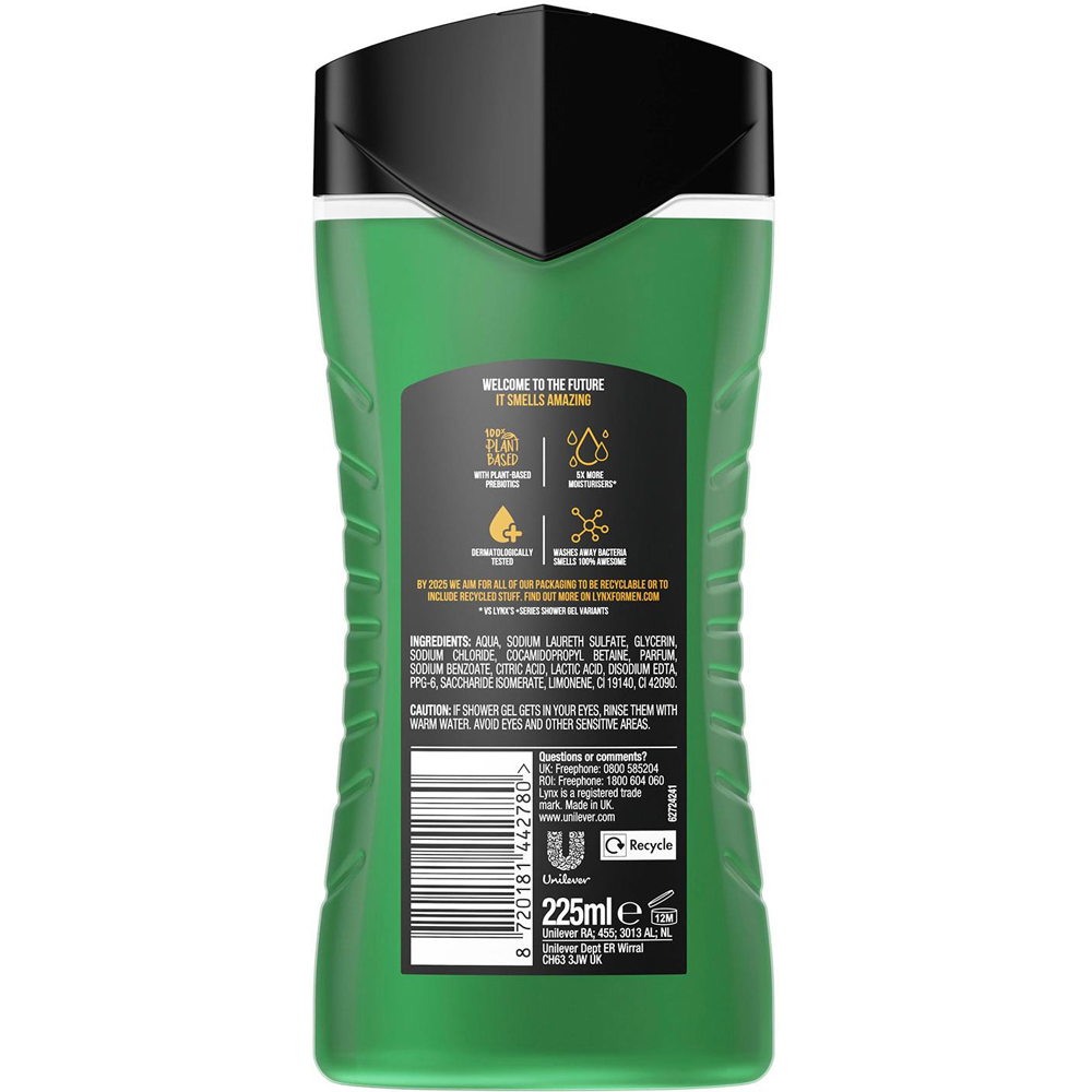 Lynx Jungle Fresh Extra Fresh 3-in-1 Body Face and Hair Shower Gel 225ml 12 Pack Image 3