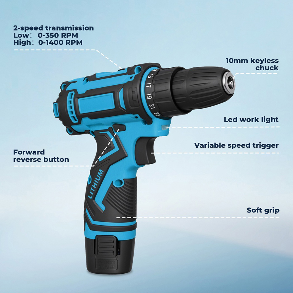 Traderight Cordless Combi Drill Driver and Screwdriver Set with Battery Image 8
