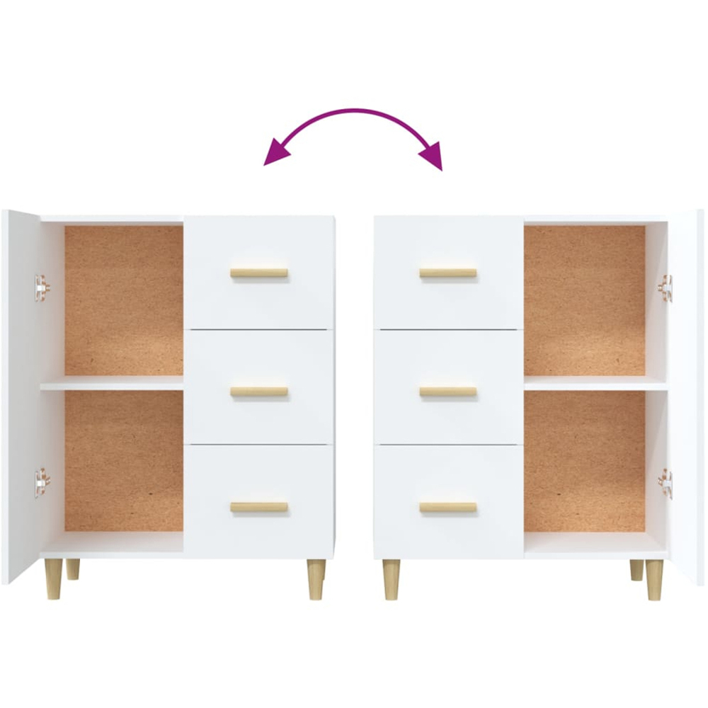 vidaXL Single Door 3 Drawer White Sideboard Image 8