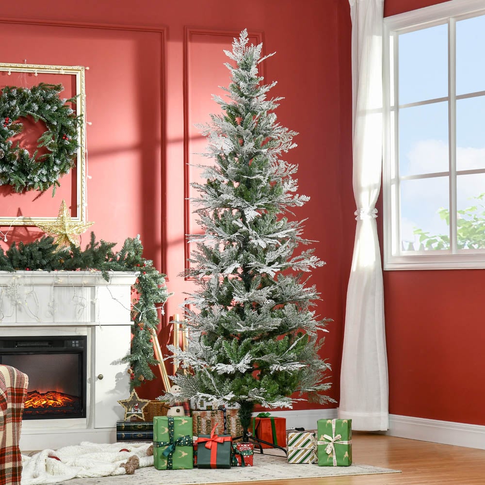 Everglow Pencil Snow Flocked Artificial Christmas Tree 7ft Image 2