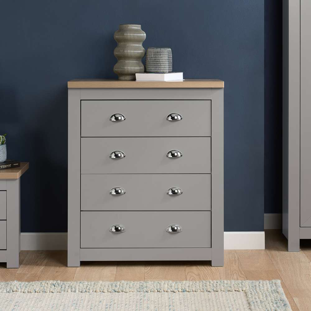 Highgate 4 Drawer Grey and Oak Chest of Drawers Image 7