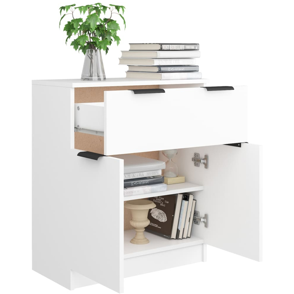 vidaXL 2 Door Single Drawer White Sideboard Image 4