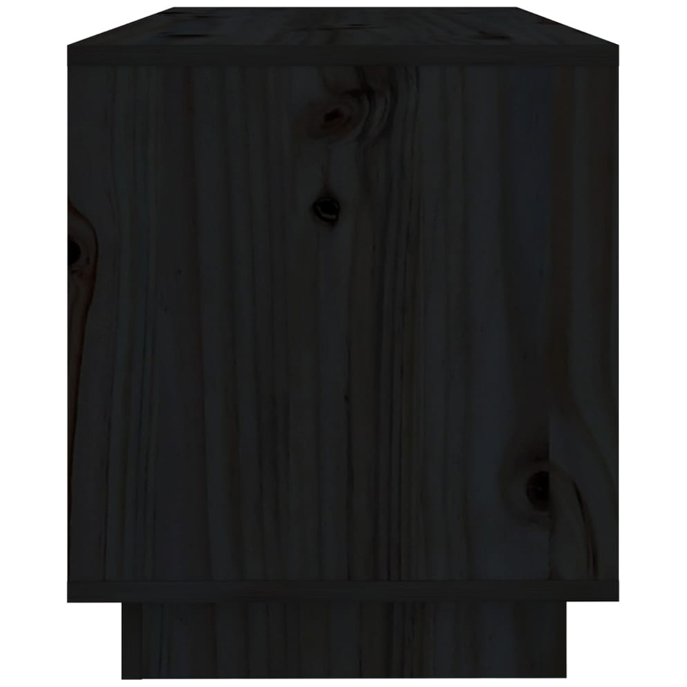vidaXL 2 Drawer Single Shelf Black Solid Pine Wood TV Cabinet Image 3
