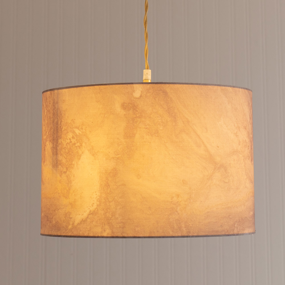 ValueLights Leanne Marble Effect Fabric Drum Easy Fit Ceiling Pendant Lamp Shade Image 2