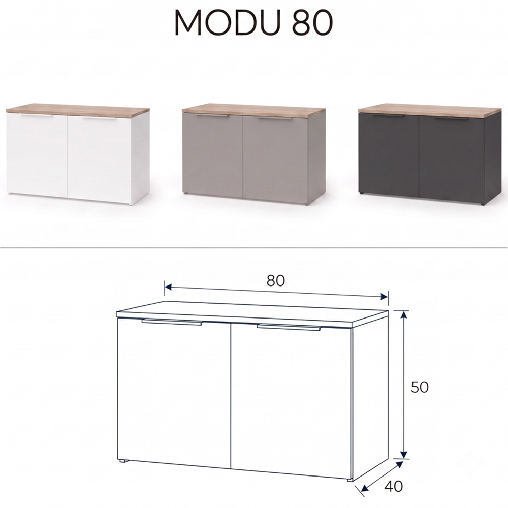 Shefa Line MODU 80 2 Door Graphite and Wotan Oak Sideboard Image 5