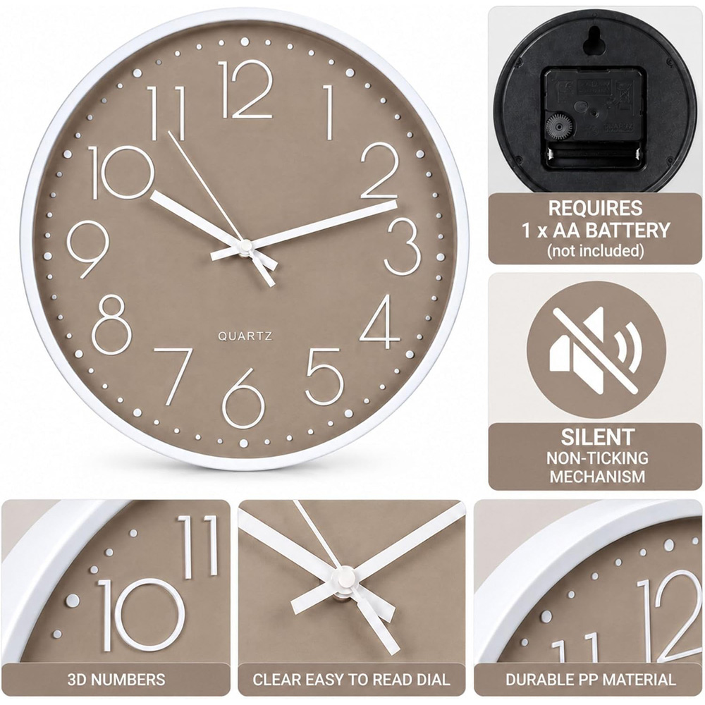 Marco Paul Light Brown Round Wall Clock 30cm Image 7
