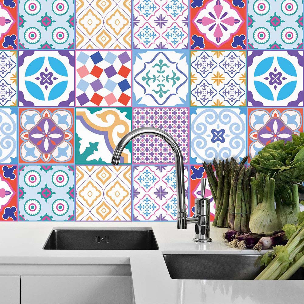 Walplus Classic Moroccan Colourful Mixed 1 Tile Sticker 24 Pack Image 6