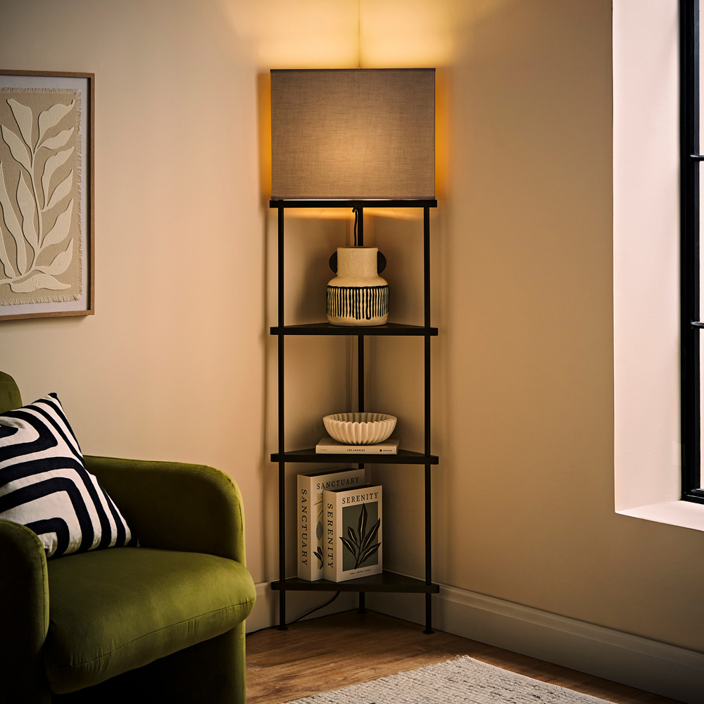 ValueLights Tasca 3 Tier Black Floor Lamp Image 2