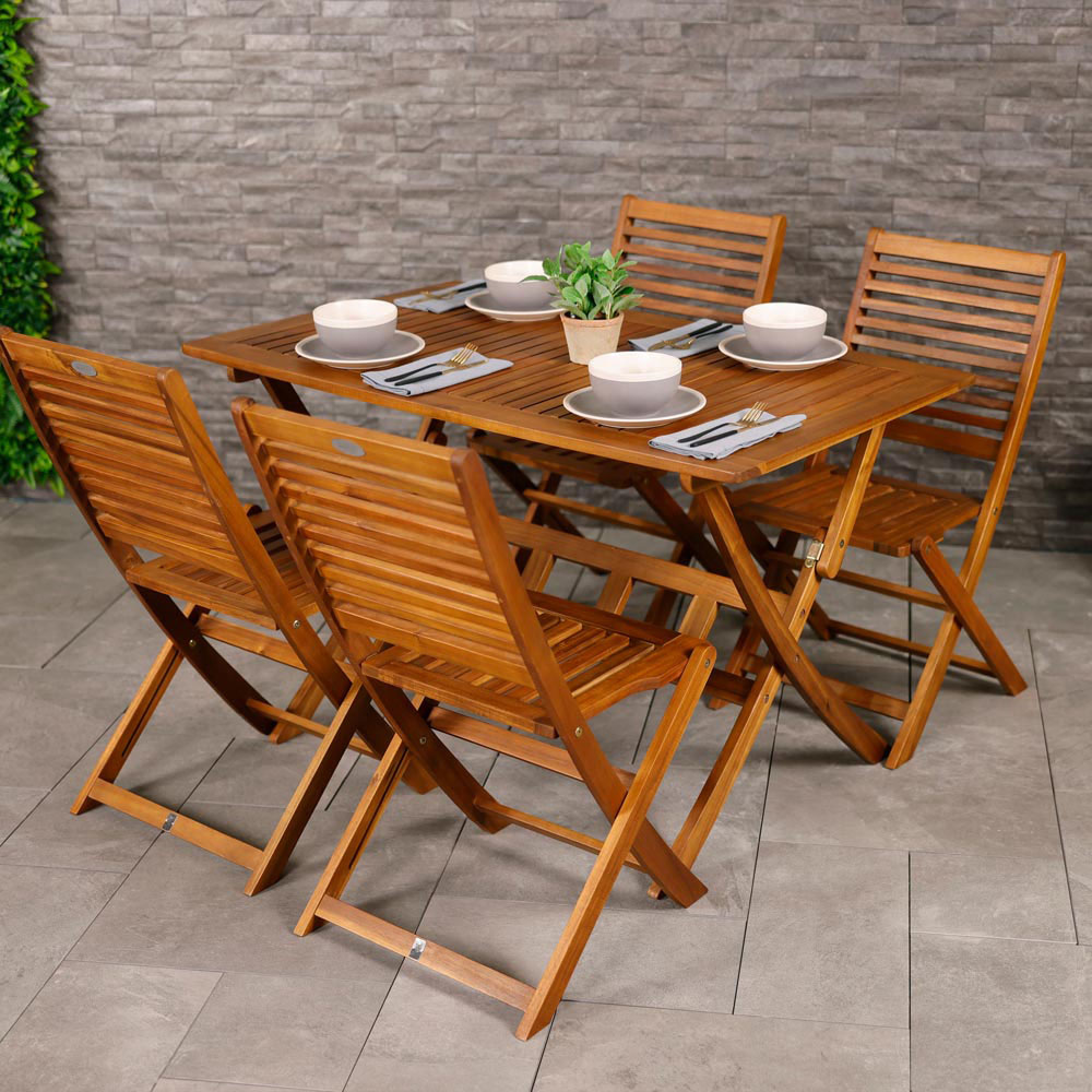 Charles Bentley FSC Acacia 4 Seater Rectangle Dining Set Image 1