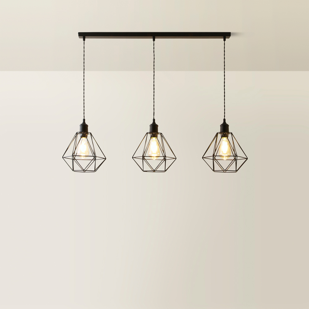 ValueLights Diablo Geometric 3 Drop Diner Bar Matte Black Ceiling LED Pendant Light Image 5