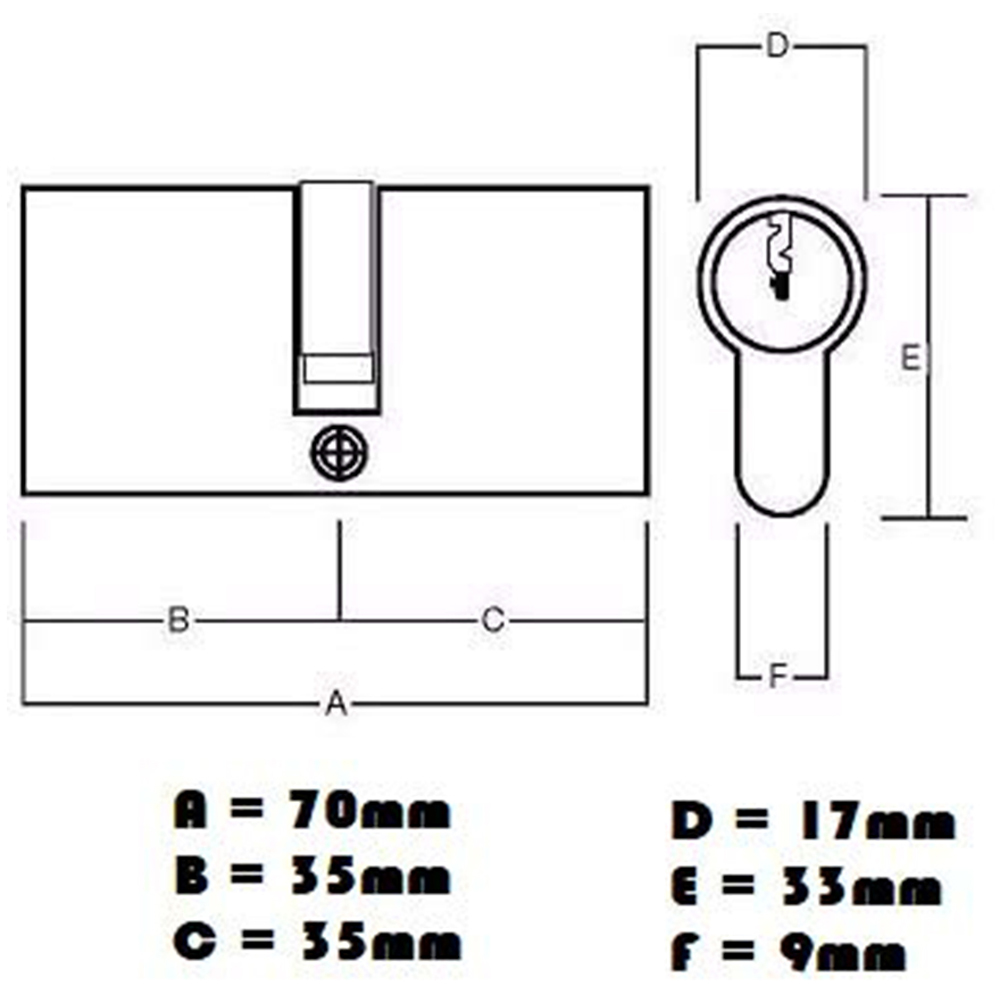 Golden Grace Chrome Thumb Turn Euro Cylinder Lock 70mm Image 2