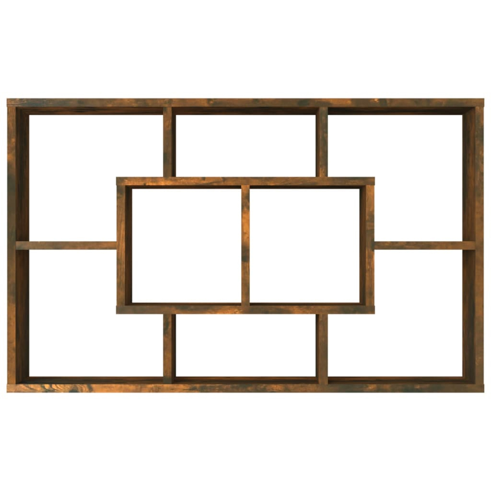 vidaXL 8 Compartment Smoked Oak Wall Shelf Image 4
