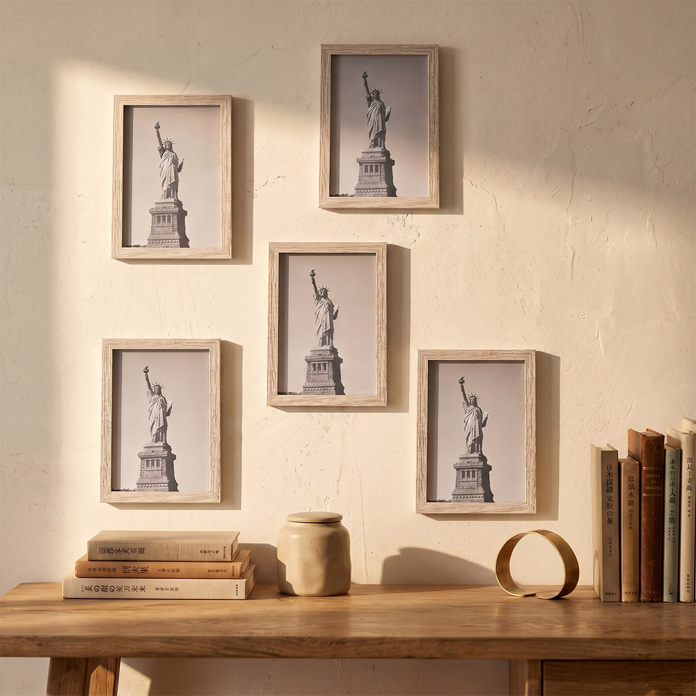Living and Home Grey Wood Grain Photo Frame 5.8 x 8.3 inch 5 Pack Image 2