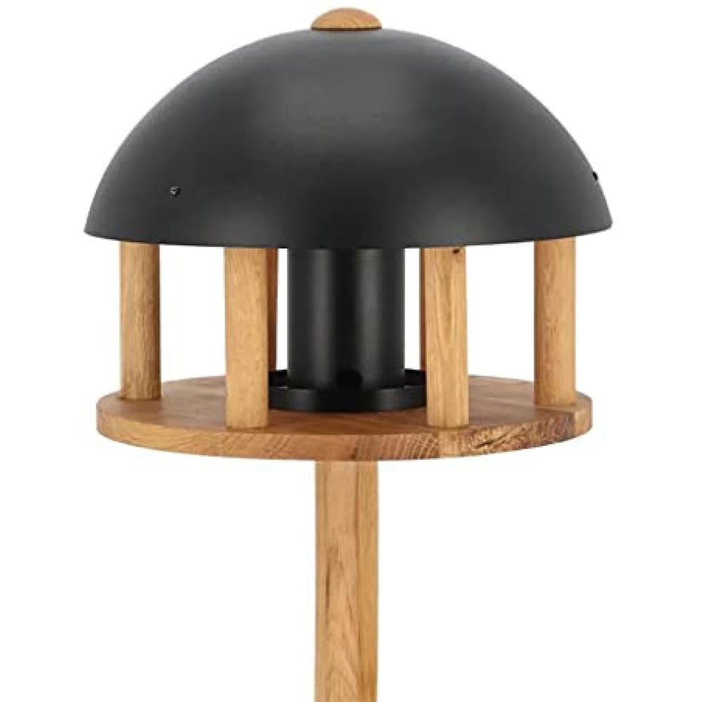 Fallen Fruits Round Oak Bird Table with Black Roof Image 2