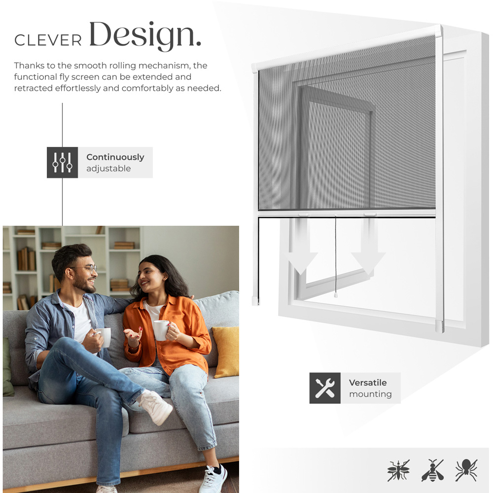 tectake Adjustable Fly Screen Roller Blind 160 x 130cm Image 5