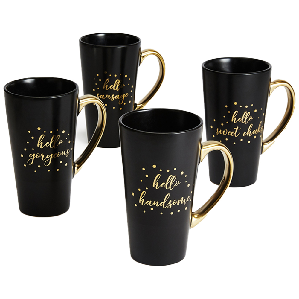 Waterside Black Tall Mugs 4 Pack Image 1