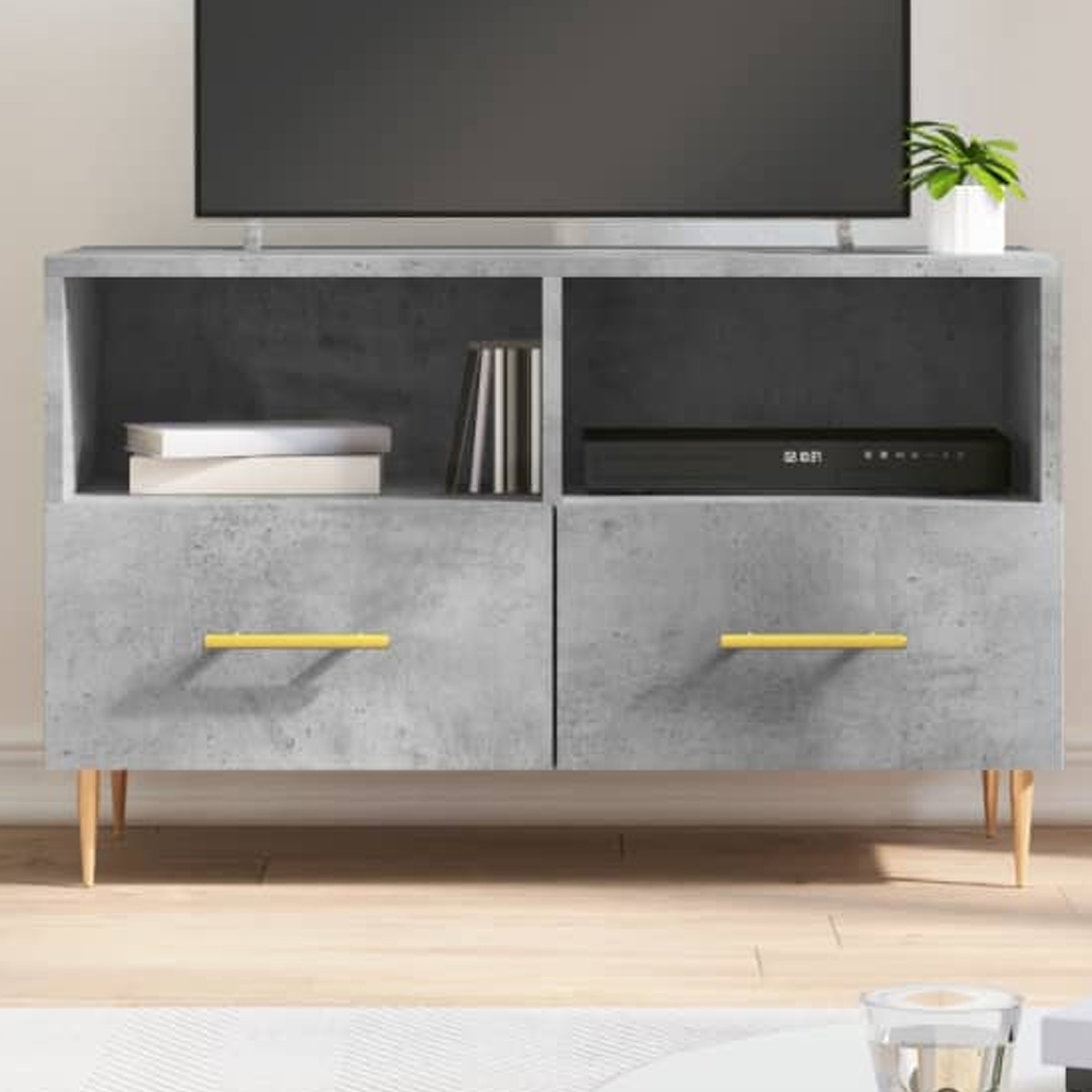 vidaXL 2 Drawer 2 Shelf Concrete Grey TV Cabinet Image 1