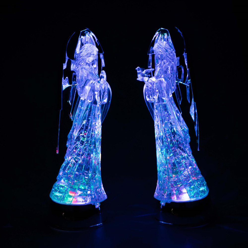 Shatchi LED Light Up Angel Figure Swirling Glitter Snowglobe Christmas Decoration Image 2