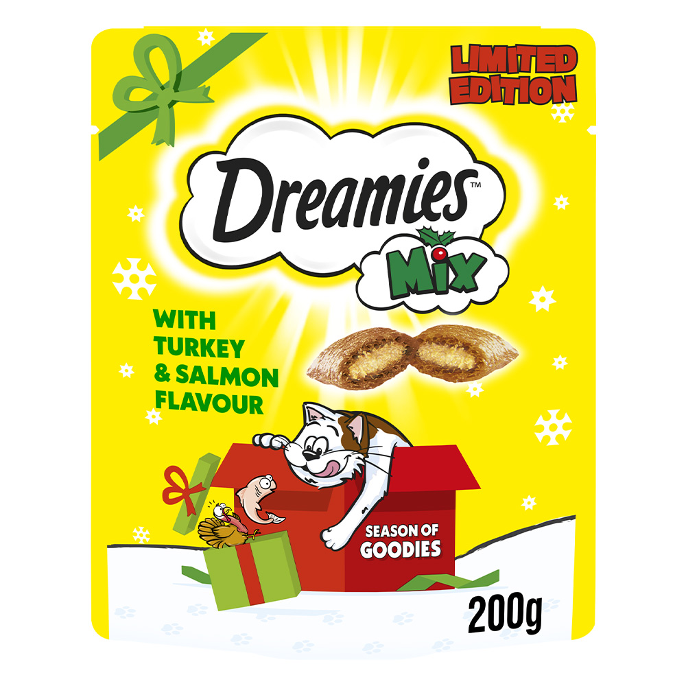 Dreamies Mix Turkey and Salmon Flavour Cat Treats 200g Image 1