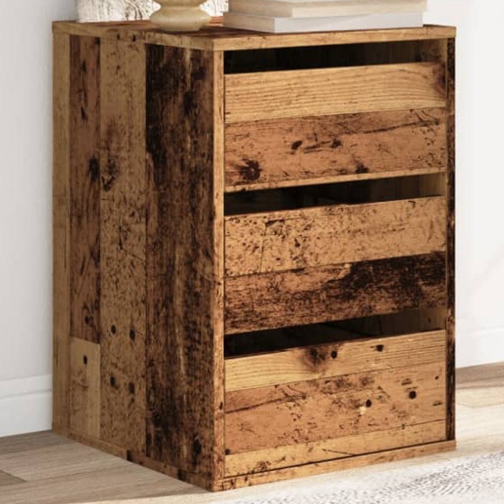 vidaXL 3 Drawer Old Wood Chest of Drawers Image 1