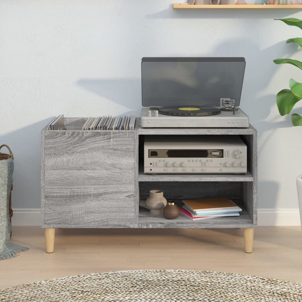 vidaXL 2 Shelf Grey Sonoma Record Cabinet Image 7