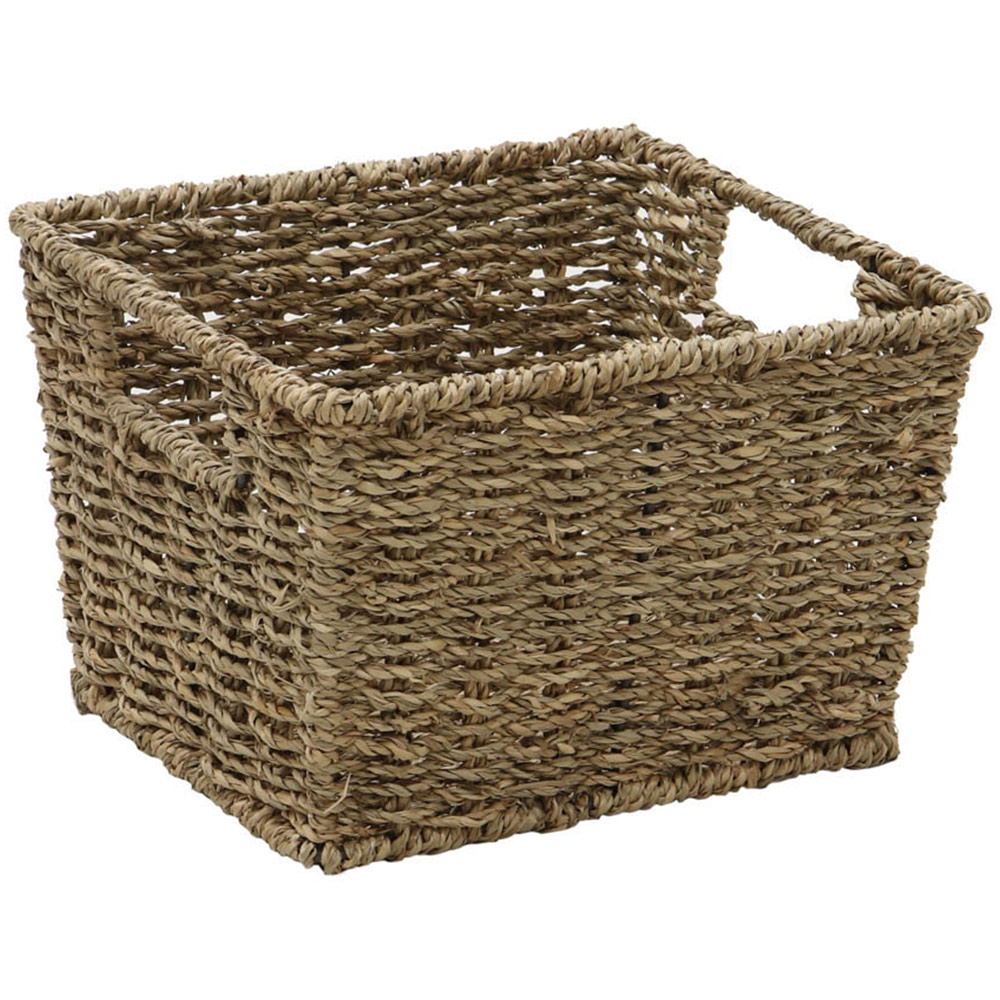 JVL Seagrass Rectangular Storage Baskets with Lids Set of 3 Image 6
