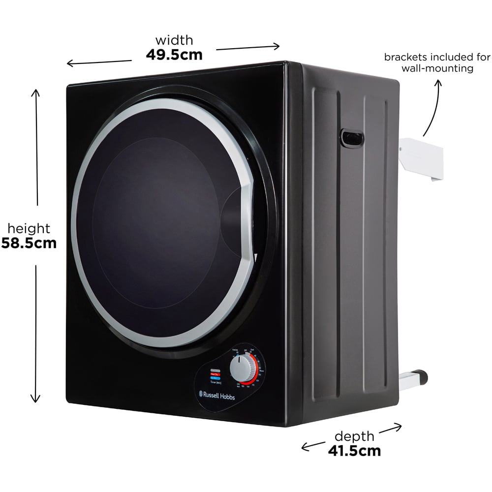 Russell Hobbs RH3VTD800B Black 2.5kg Vented Tumble Dryer Image 9