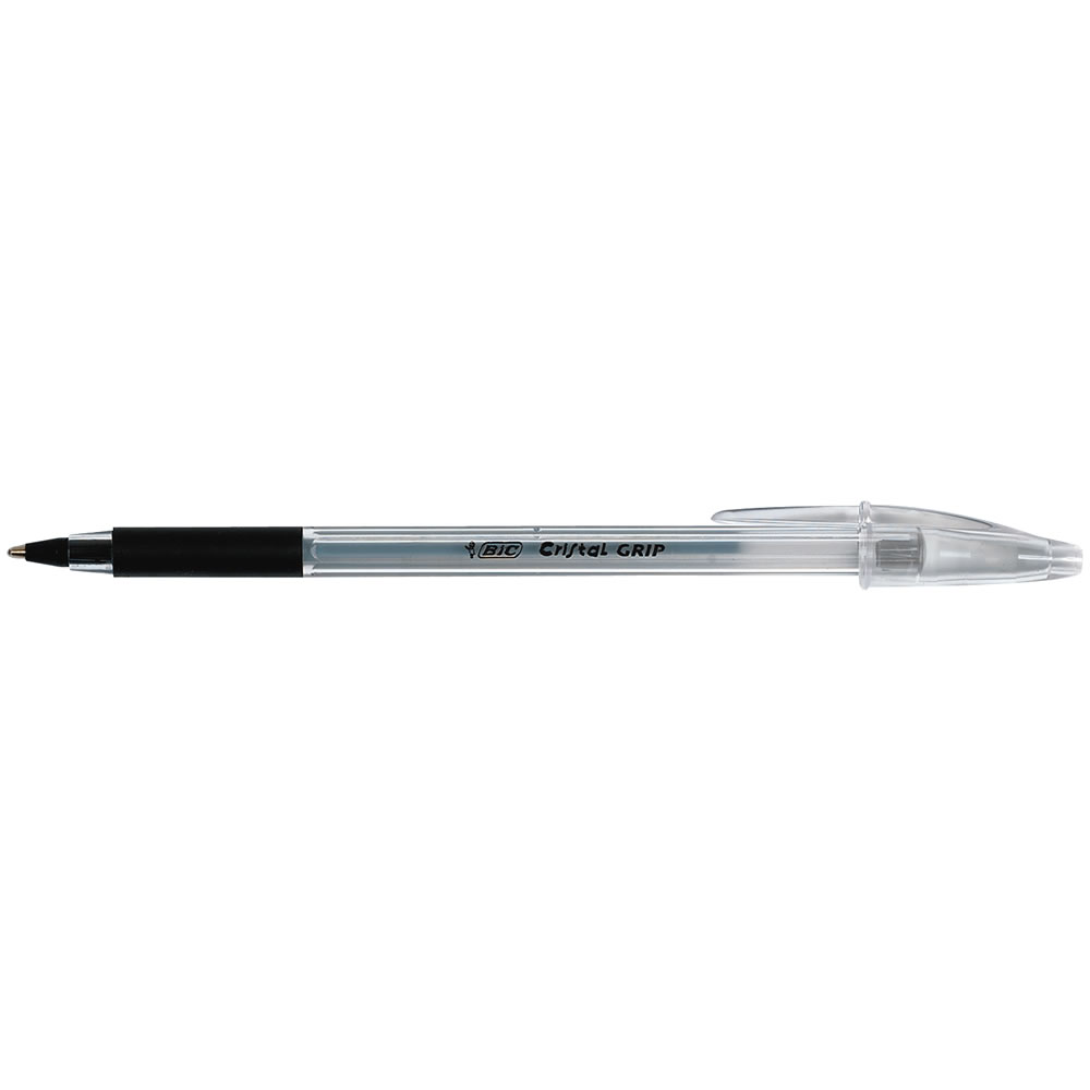 Bic Black Cristal Grip Ballpoint Pens 4 pack Image 2