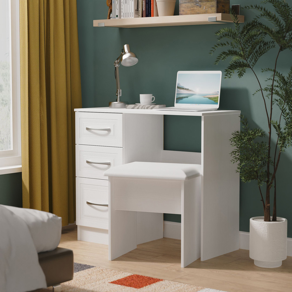 Crowndale Dorset 3 Drawer Signature White Vanity Dressing Table Ready Assembled Image 7
