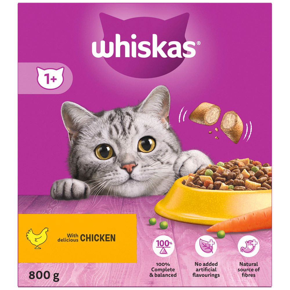 Whiskas Adult Chicken Flavour Dry Cat Food 800g Image 4