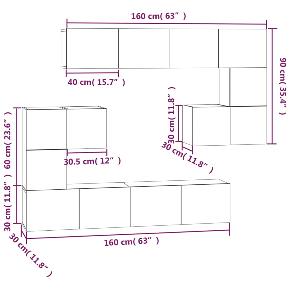 vidaXL 14 Door Sonoma Oak Wall Mounted TV Cabinet Image 9
