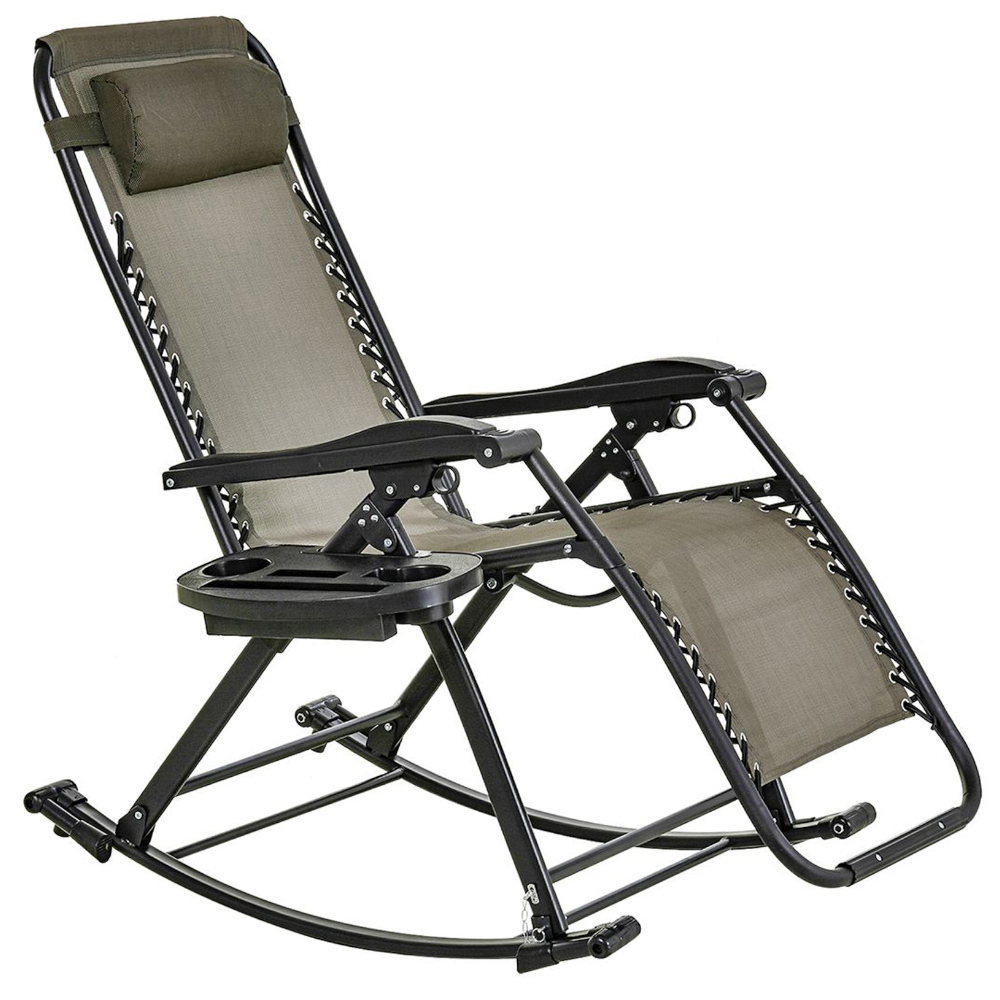 Outsunny Texteline Grey Zero Gravity Rocking Recliner Chair Image 3