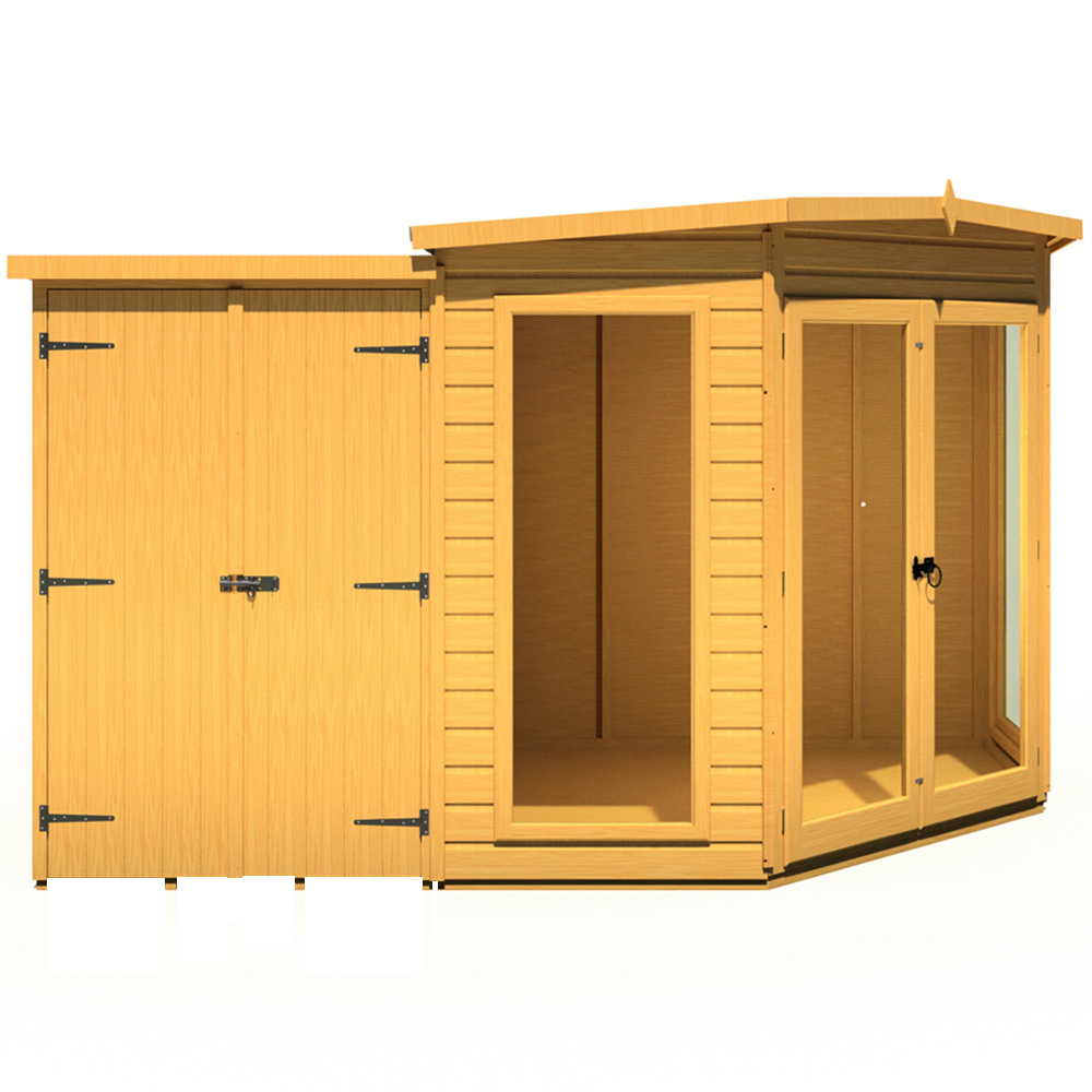 Shire Barclay 7 x 11ft Double Door Corner Summerhouse with Side Shed Image 1
