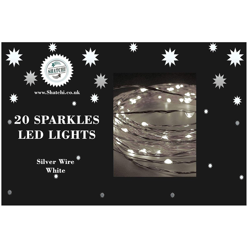 Shatchi 20 Cool White LED Silver Copper Wire Christmas String Light 2m Image 3