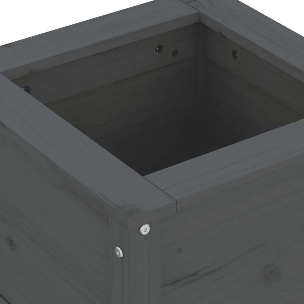 vidaXL Grey Solid Pine Wood Raised Garden Planter 39 x 40 x 40cm Image 6