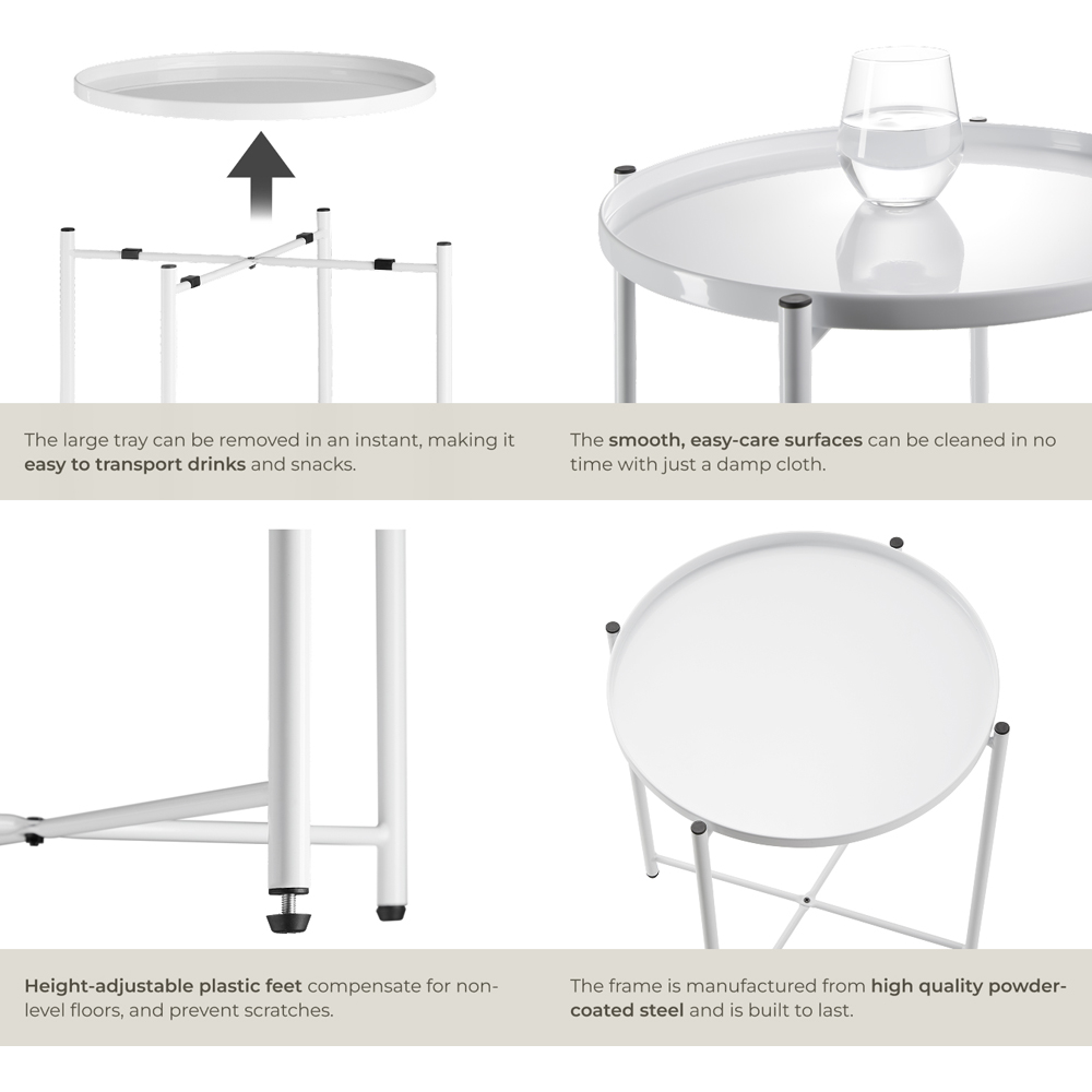 tectake Chester White Round Bedside Table Image 5