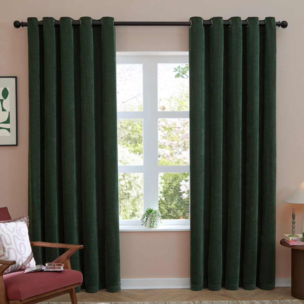 Furn Bottle Soft Chenille Blackout Eyelet Curtains 229 x 137cm Image 1