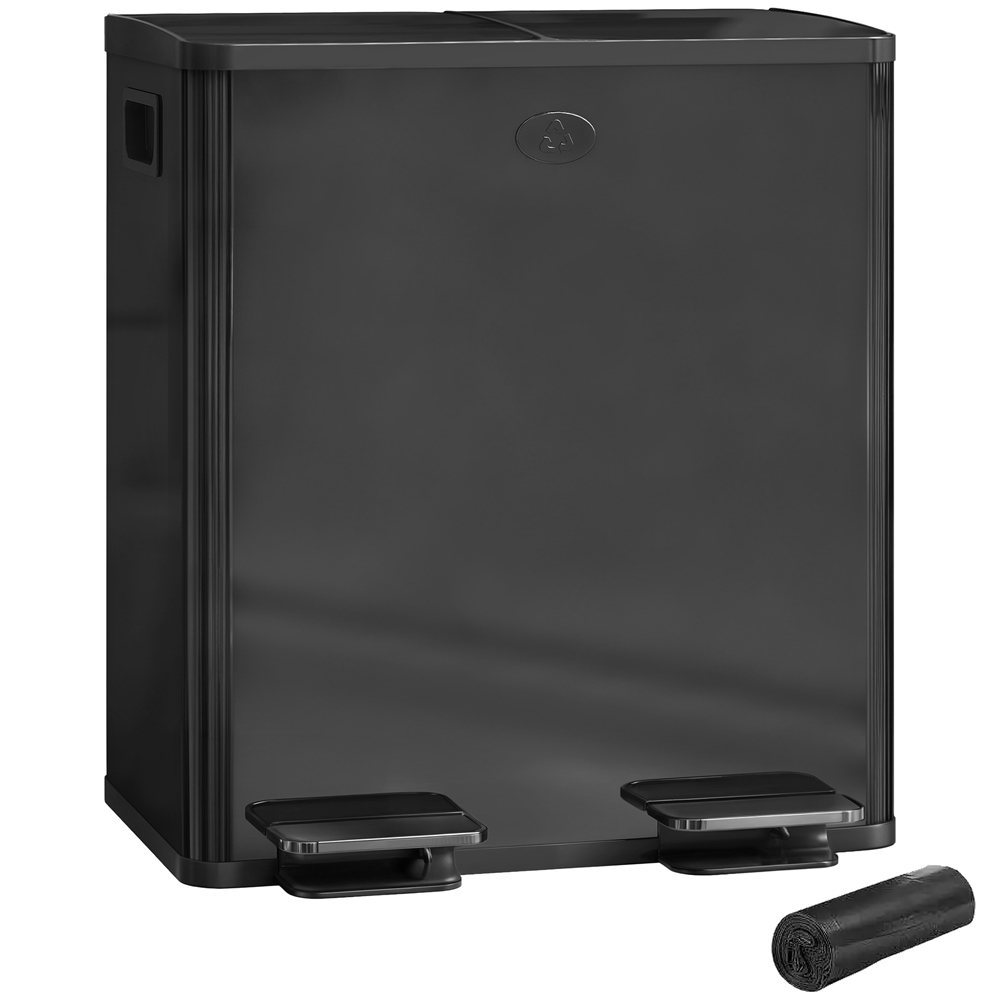 HOMCOM Black Dual Compartment Kitchen Bin 40L Image 3
