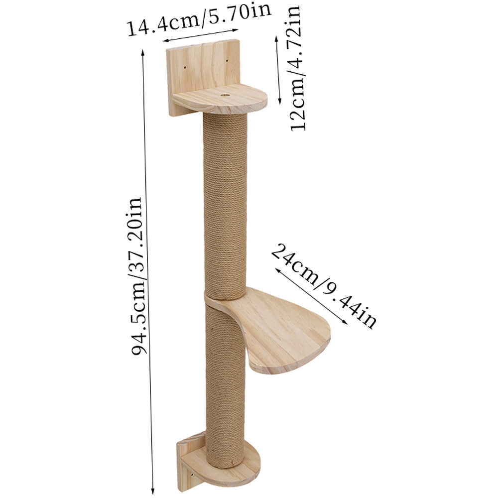 H&O Direct Solid Wood Wall Mounted Cat Scratching Post Image 5