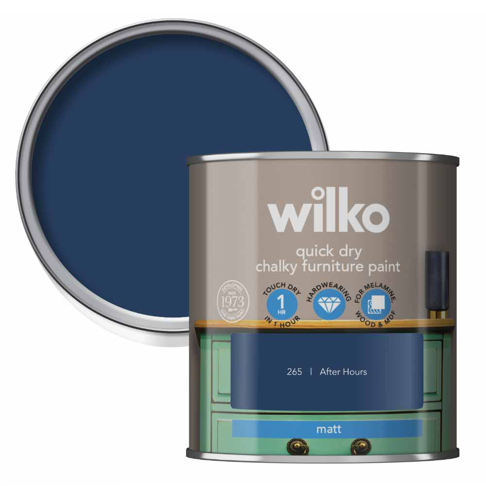 Wilko Quick Dry Chalky Paint After Hours 250ml Wilko
