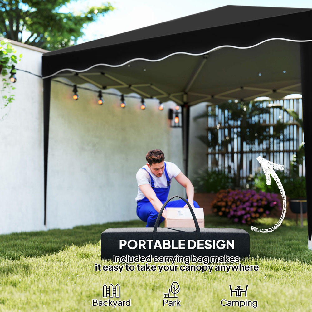 Outsunny 3 x 3m Black Pop Up Gazebo Marquee Tent with Carry Bag Image 6