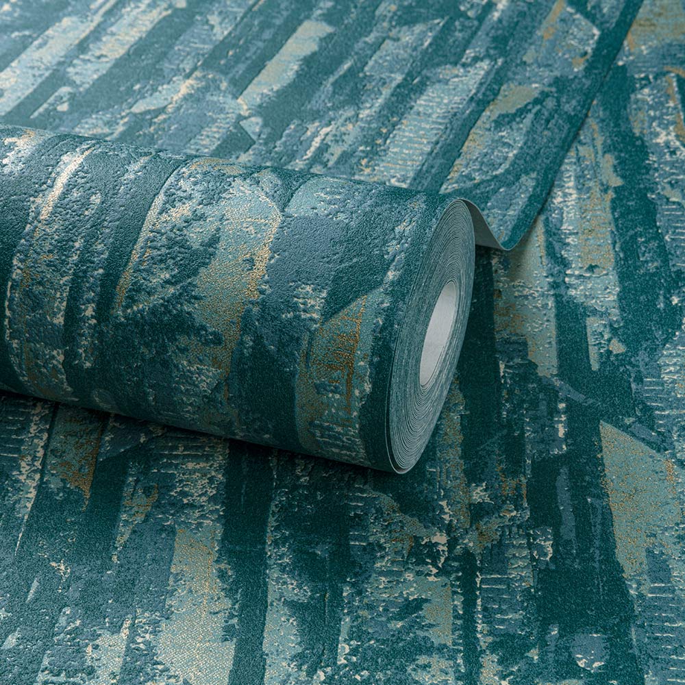 Grandeco Imperia Teal Gold Textured Wallpaper Image 2