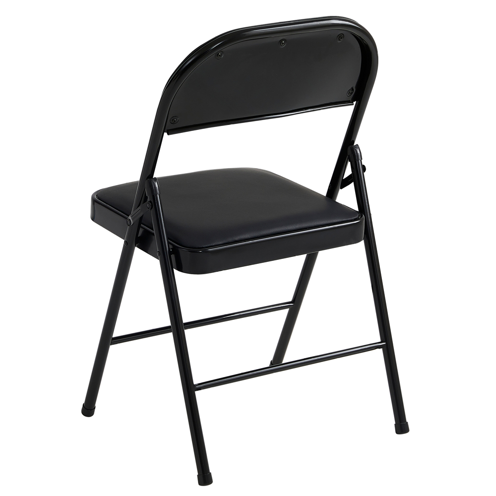 Set of 6 Black Padded Folding Metal Dining Chairs Image 4