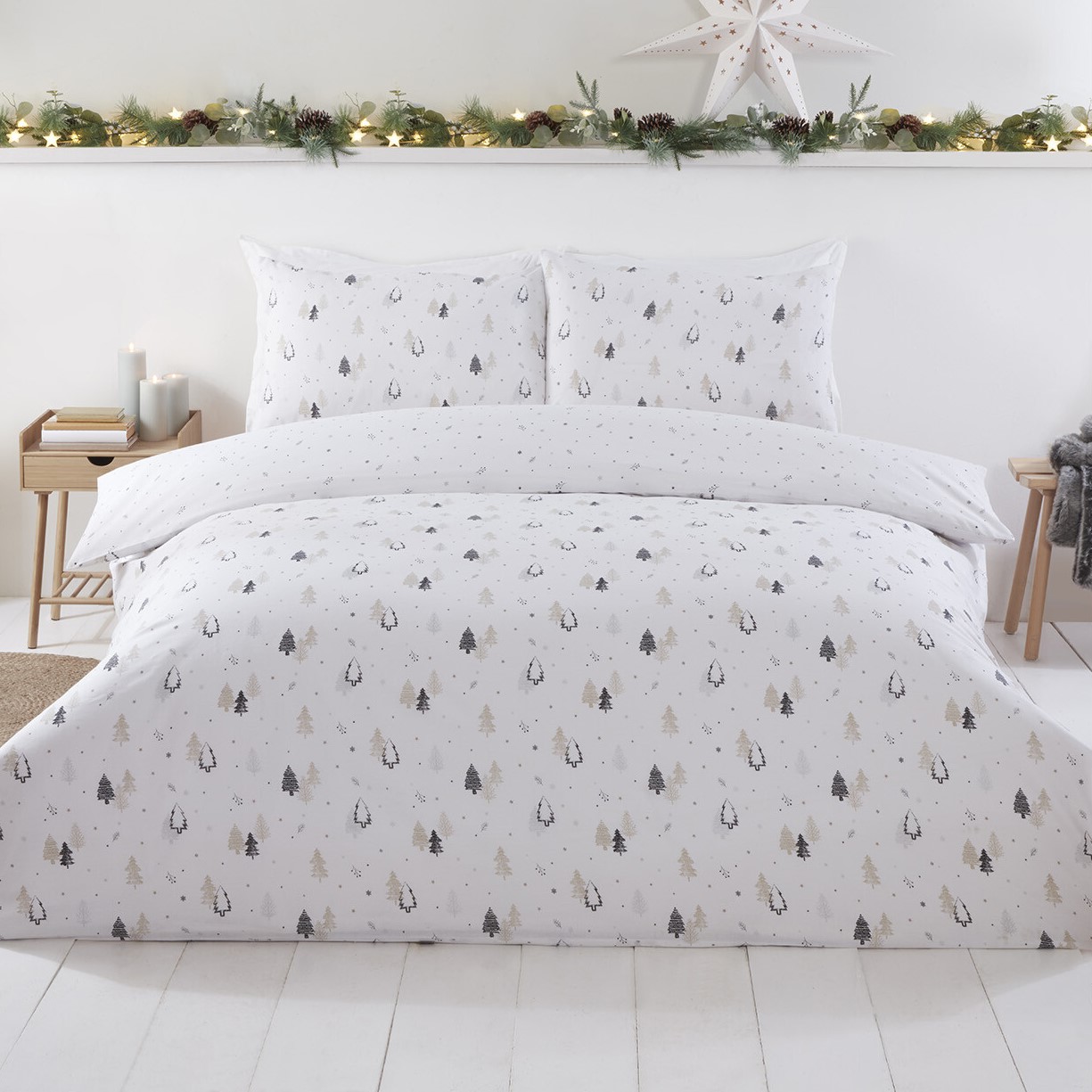 Winter Forest Duvet Cover and Pillowcase Set - Single Image 1