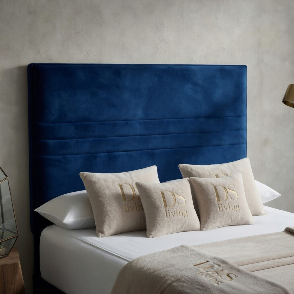 DS Living Harrington Double Dark Blue Plush Divan Bed Image 2