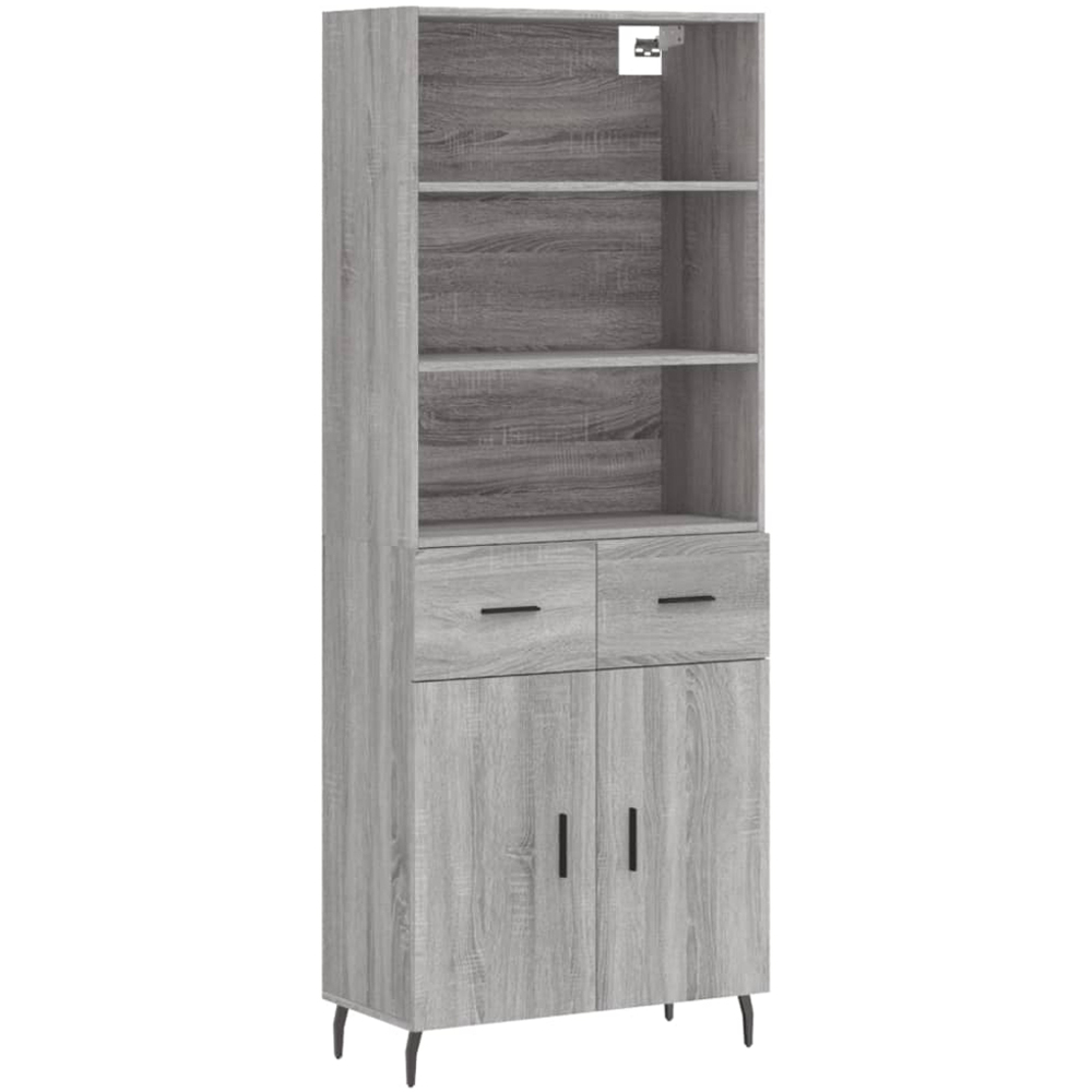vidaXL 2 Door 2 Drawer 3 Shelf Grey Sonoma Highboard Image 2